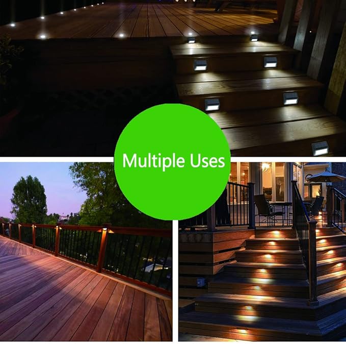 Solar Fence Lights, Waterproof Solar Outdoor Lights for Stairs Decks Steps Fences Patio Yard, LED Wall Sconce (Cool White/6 Pack)