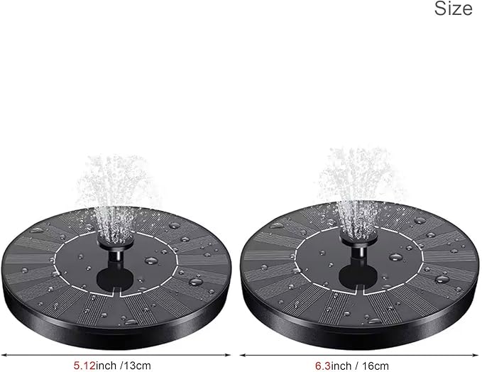 Solar Bird Bath Fountain Pump for Outside,Solar Fountain with 6 Nozzle,Free Standing Floating Solar Powered Water Fountain Pump for Bird Bath, Garden, Pond, Pool, Outdoor 2 Size