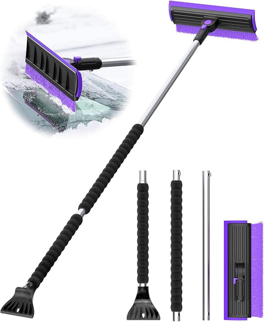 helloleiboo 2025 Extra Long 55.7" Ice Scrapers for Car Windshield Multi-Functional Detachable Car Ice Scraper with Foam Grip and 270° Pivoting Brush Head Snow Brush for SUV Truck Auto(Purple) by helloleiboo