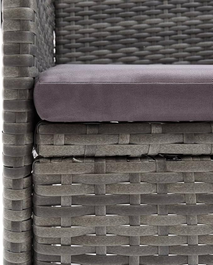 9 Piece Patio Dining Set with Cushions, Front Porch Furniture Porch Furniture Set Patio Conversation Set Sectional Sofa for Garden Exhibition Negotiation Area Poolside Poly Rattan Gray