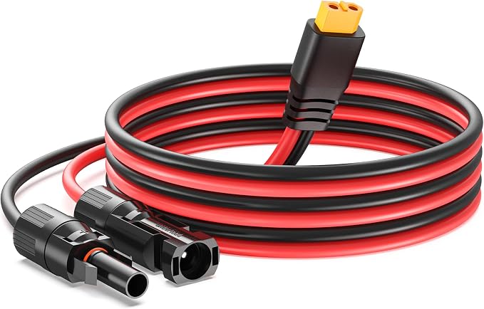 Bateria Power Solar to XT60 Charge Extension Cable 12AWG 3.3Ft Solar Connector to XT60 Adapter Cable for Solar Panel to LiFePO4 Battery RV Portable Power Station Solar Generator by BateriaPower