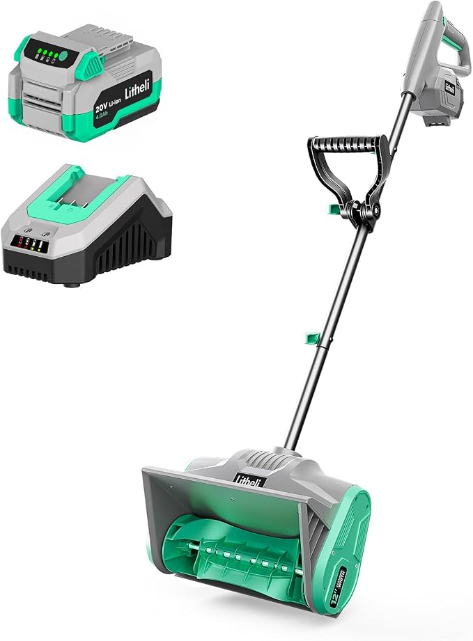 Litheli Cordless Snow Shovel 20V, Lightweight Electric Power Shovel for Snow Removal, Includes 4.0Ah Battery & Fast Charger, Easy to Use Snow Blower for Driveways, Sidewalks, Decks & Patios by Litheli