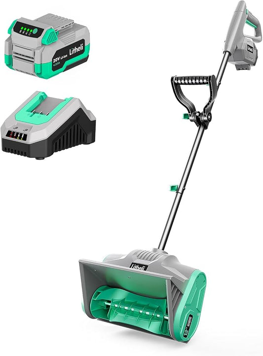 Litheli Cordless Snow Shovel 20V, Lightweight Electric Power Shovel for Snow Removal, Includes 4.0Ah Battery & Fast Charger, Easy to Use Snow Blower for Driveways, Sidewalks, Decks & Patios by Litheli