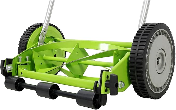 14-Inch 5-Blade Push Reel Lawn Mower with Adjustable Cutting Height 0.5-2.25", Manual Grass Cutter with 8.5-Inch Composite Wheels, Lightweight 17.2 Lbs Mower for Small Yards, Green - Image 6