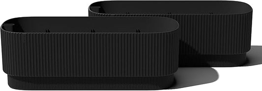 Veradek Demi Series Long Planter for Porch, Patio, Backyard | Durable Plastic-Stone Composite Material | Modern Décor for Shrubs, Flowers