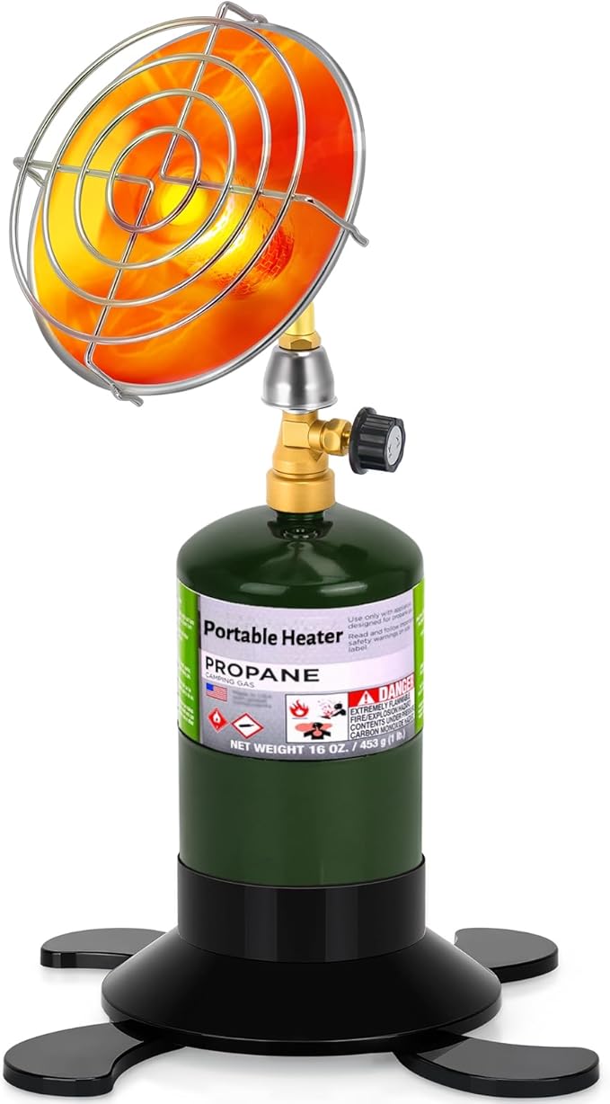 Portable Propane Heater for Camping, Outdoor Gas Space Patio Heater, Upgraded High Heat Output Heaters Foldable Tank Holder for Winter Tent Hiking Fishing Hunting