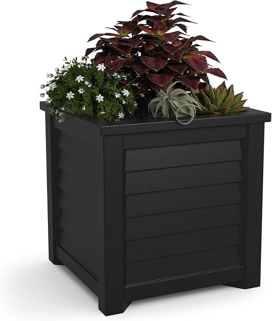 Mayne Lakeland 20-Inch Square Planter – Self-Watering, Weather-Resistant Planter for Flowers – Durable Outdoor Design for Patio, Porch, or Entryway