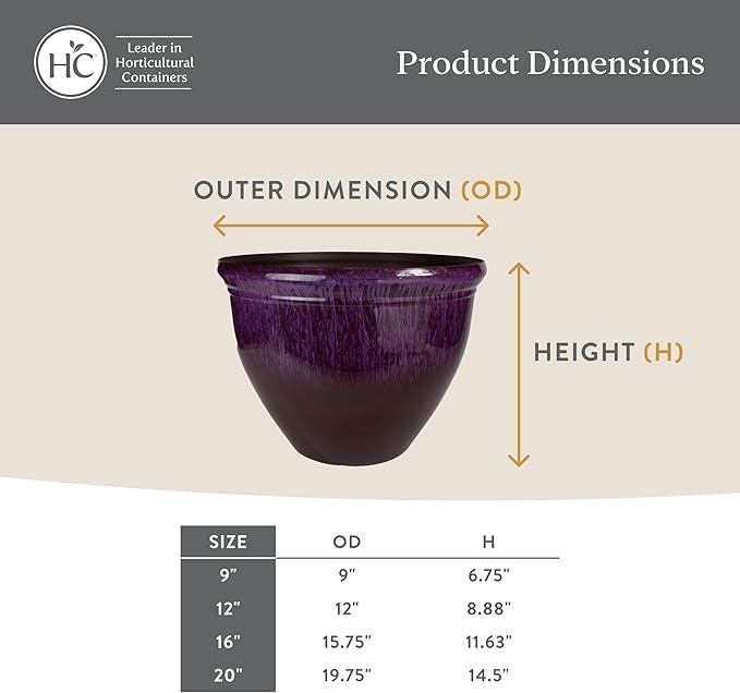 The HC Companies Pizzazz Decorative Round Flower Pots w/Ceramic Look - UV-Resistant Decorative Pot for Outdoor & Indoor Plant Pots - Modern Planter for Flower, Herbs (9?€? Foggy Gray, Pack of 1)