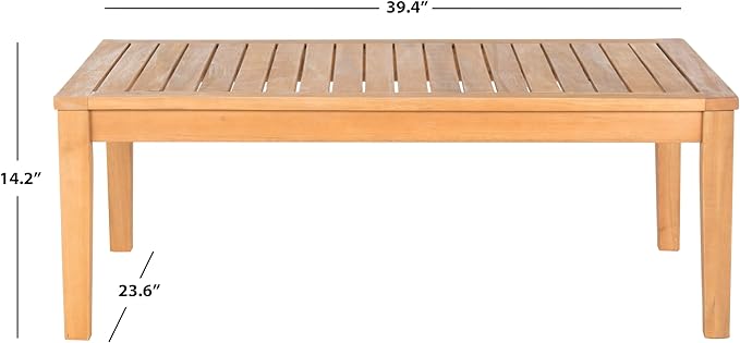 Safavieh Outdoor Living Collection Bradbury 4-Piece Outdoor Living Set, Natural/Beige, Chair: 25.6" x 24.8" x 31.9" Bench: 48.4" x 24.8"