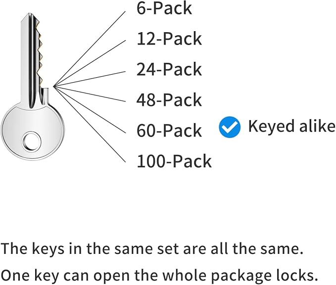 Padlocks with Same Key, LQYN 60 Pcs Laminated Keyed Padlock (1-9/16", 40mm), Keyed Alike Locks, Long Shackle, for Storage Locker, Hasp Latch, Toolbox, Sheds - Image 7