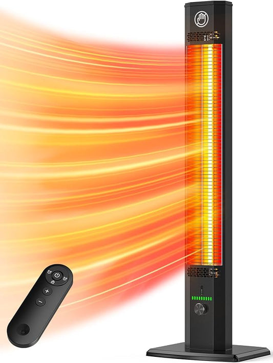 BALKO 42INCH Outdoor Heater, 9 Heat Levels & 540Min Timer, Child Safety Lock, IP65 Waterproof Garage Heater, 1500W Infrared Heating,Tip-Over & Overheat Protection, Patio Heaters for Outdoor Use Indoor