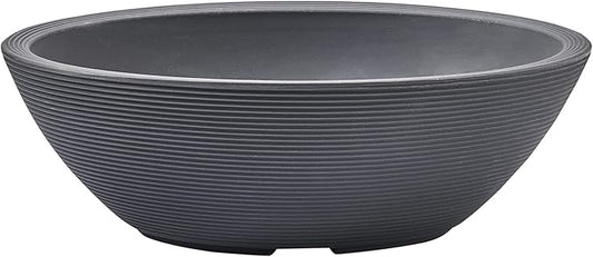 Crescent Garden Delano Oval Planter Bowl, Succulent Garden, Unique Indoor/Outdoor Double-Walled Plant Bowl with Plug- Oval Shape - 24" L x 17" W x 8" H (Slate)