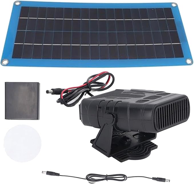 Solar Panel Greenhouse Heater Kit, 30W Winter Poultry Warmer Coop Heater, Monocrystalline Solar Panel Heaters, Portable SolarPowers Kit with Battery Compartment for Outdoor Charges Mobile Phones