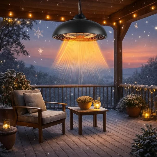 1500W Electric Hanging Patio Heater, 3S Instant Heat, Ceiling-Mounted Outdoor Heater with 3 Modes, Quiet Operation, Overheat Protection, IP55 Waterproof for Patio, Balcony & Garage
