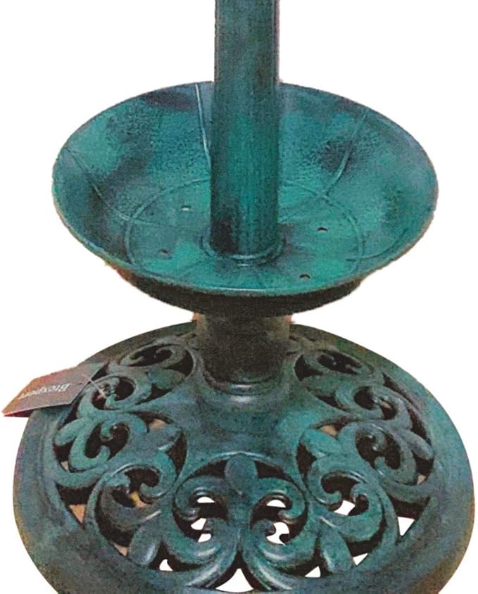 Birdbath 43" Vintage Green Solar Lighted Pedestal Bird Bath Garden Fountain Decoration Planter Accents BirdBath Antique Pedestal Flower Decoration Yard Statue Feeder Decorative Cage Stand