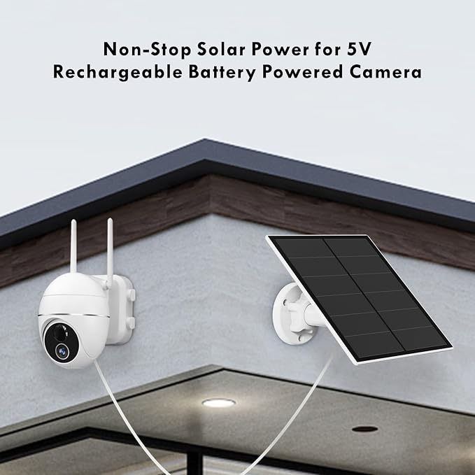 Solar Panel for Security Camera, 5W USB Solar Panel Compatible with Rechargeable Battery Camera, Solar Charger for Camera with IP65 Waterproof, Adjustable Bracket, 9.8ft Cable(3 Pack) - Image 6