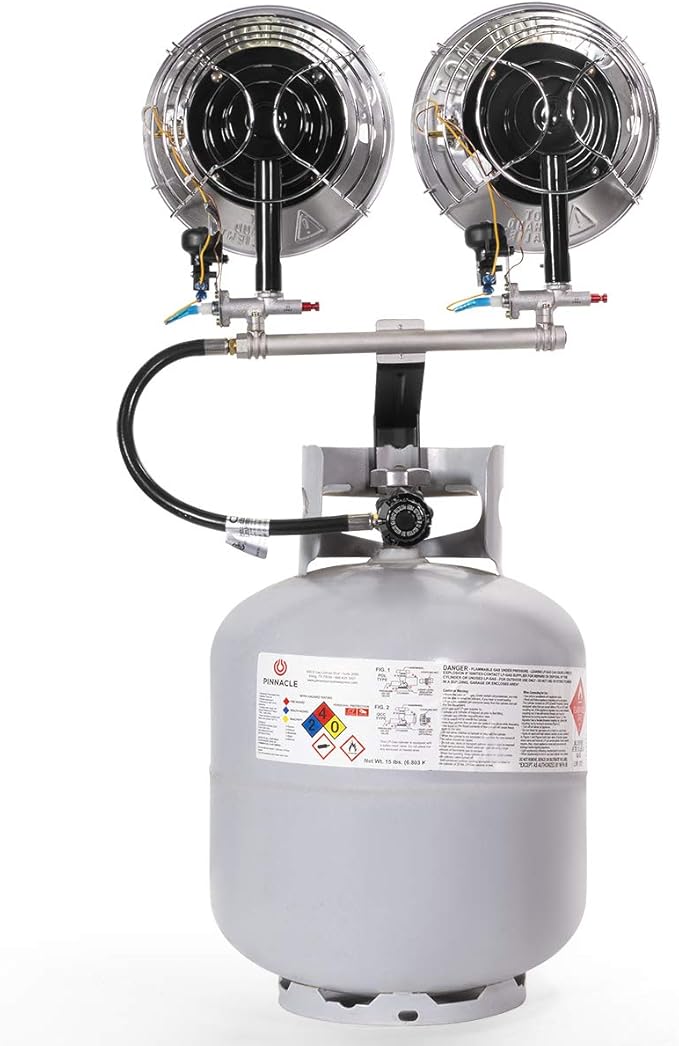 XtremepowerUS 30,000 BTU Propane Tanktop Heater Infrared Dual Burner Safety Shut-Off Valve, Tip-Over Switch for Garage, Camping, Hunting Double Burner