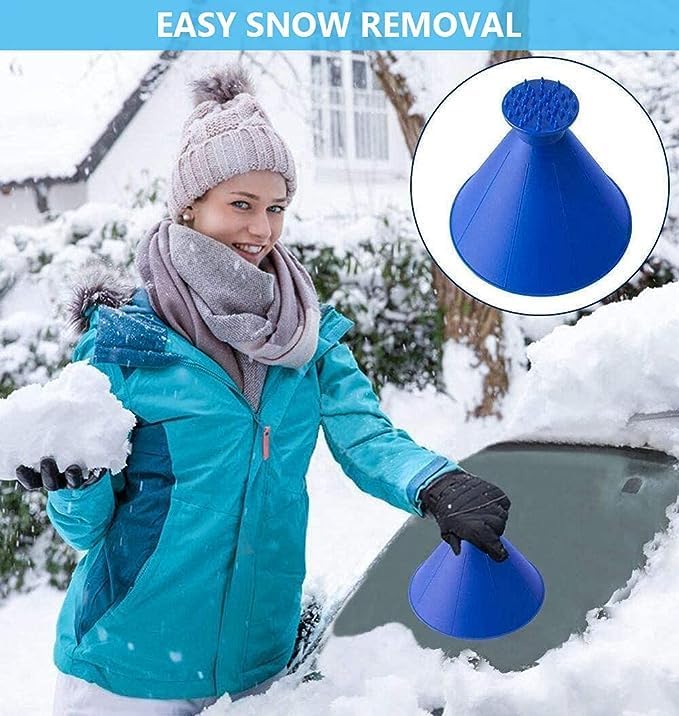 Round Ice Scrapers,Snow Scraper,Magical Ice Scrapers for Car Windshield,4 Pcs Portable Multifunctional Snow Remover Wiper,Upgrade 2-in-1 Refueling and Deicing Removal,Universal for Bus, Truck, SUV - Image 4