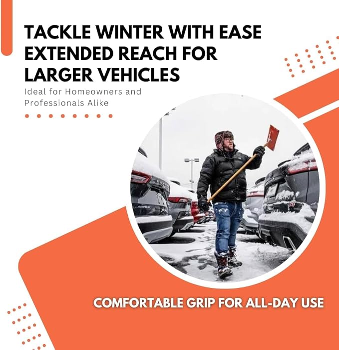 Snow Rake/Snow Broom with Pole - 48” Pole with 18" Head. - Auto Dealer Quality Shuttsco USA! #105 Commercial Grade - Image 4