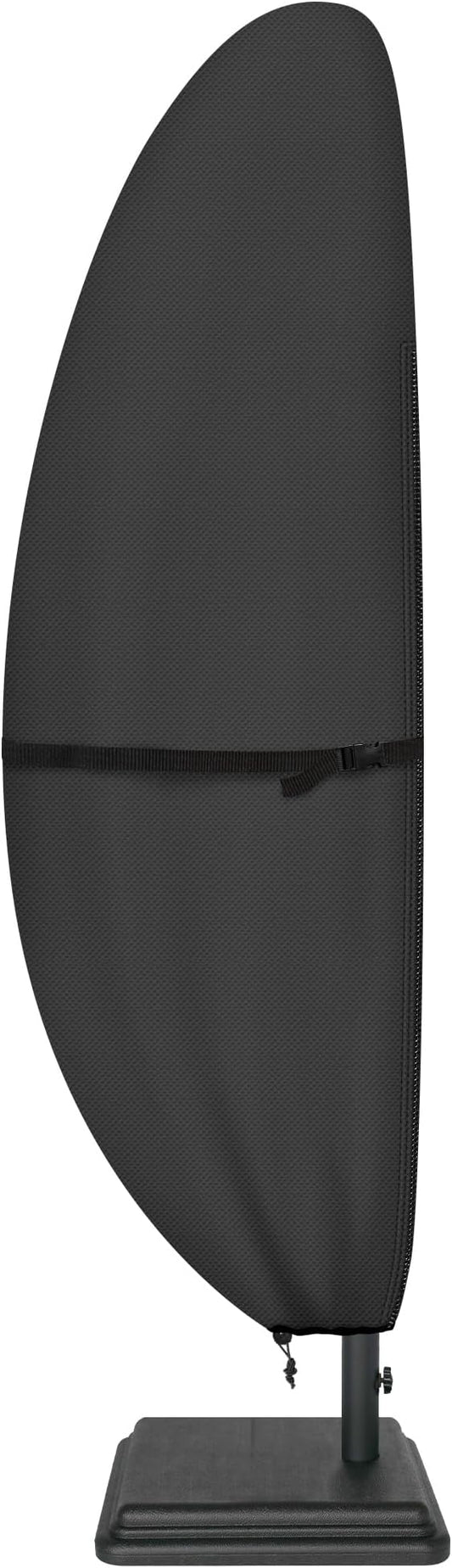 ULTCOVER Patio Parasol 600D Waterproof Outdoor Offset Banana Style Umbrella Cover - Fits Cantilever Offset Umbrella 7.5-11.5 Feet, Black by ULTCOVER