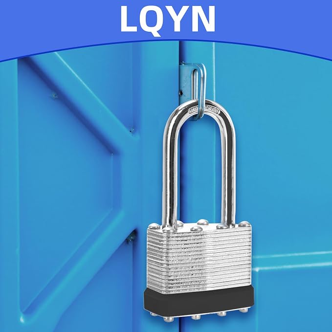 Padlocks with Same Key, LQYN 60 Pcs Laminated Keyed Padlock (1-9/16", 40mm), Keyed Alike Locks, Long Shackle, for Storage Locker, Hasp Latch, Toolbox, Sheds - Image 6