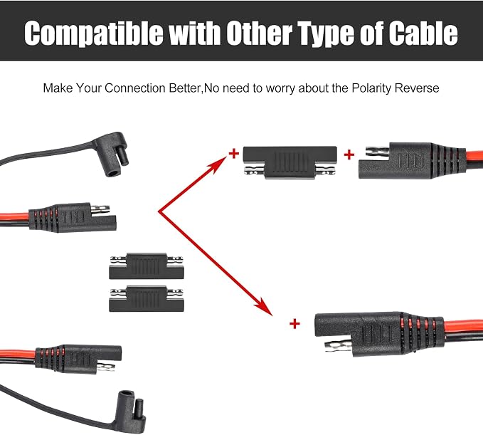 26FT SAE to SAE Extension Cable, 16AWG Power Supply Charging Cable Extensive Cord Long SAE Wire Harness with Polarity Reverse Adapter Converter - Image 4
