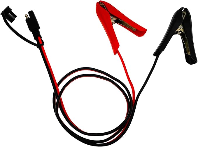 [Updated Version] 3.2FT Battery Clip-on Crocodile Clamps to SAE Connector, 14AWG Solar Charger Extension Cable/Power Supply Aux Adapter/Red & Black Connecting Alligator Clips Charging Wire by LOTUS+POWER
