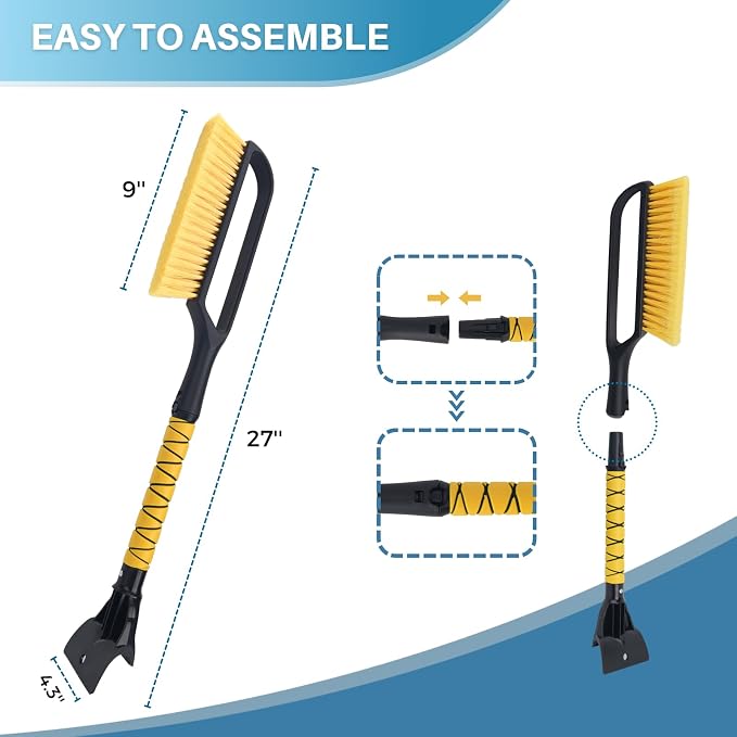 KeFanta Ice Scrapers for Car Windshield, 2 Pack 27'' Snow Removal Brush for SUV and Truck Window, Automotive Winter Accessories - Image 7