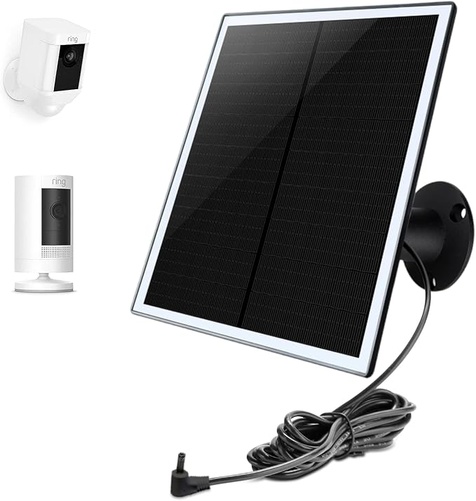 Solar Panel Charger for Ring Camera, Compatible with Ri ng Stick Up Cam Battery, Ring Spotlight Plus/Pro Battery,Waterproof, 5V 6W Fast Charging (Black 1Pack) by CameraSolarPanelCharger