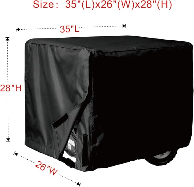 Porch Shield Waterproof Universal Generator Cover 35 x 26 x 28 inch, for Most Generators 5000-12000 Watt, Black - Image 2