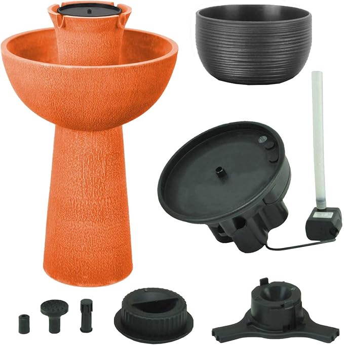 Bernini Alba Cordless Water Fountain - 26" Battery Powered Water Fountains Outdoor or Indoor for Garden, Patio, Deck, Porch and Home, Requires No Cords or Plumbing, with 3-in-1 Finial (Terracotta)