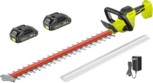22 Inch Hedge Trimmer Cordless with 2 Batteries and Charger, 20V Handheld Electric Hedge Trimmer with Dual-Action Blades, Lightweight Bush Trimmer Pruning Shears Grass Cutter Shrub for Yard and Garden by Unknown
