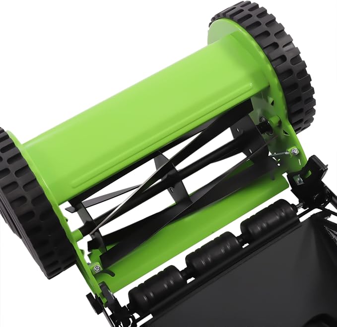 12Inch Dual Wheel Lawn Mower Manual Push Reel Lawn Mower with Collecting Bag & 5 Blades Push Reel Grass Cutting Machine Walk Behind for Courtyards Gardens Lawns - Image 7
