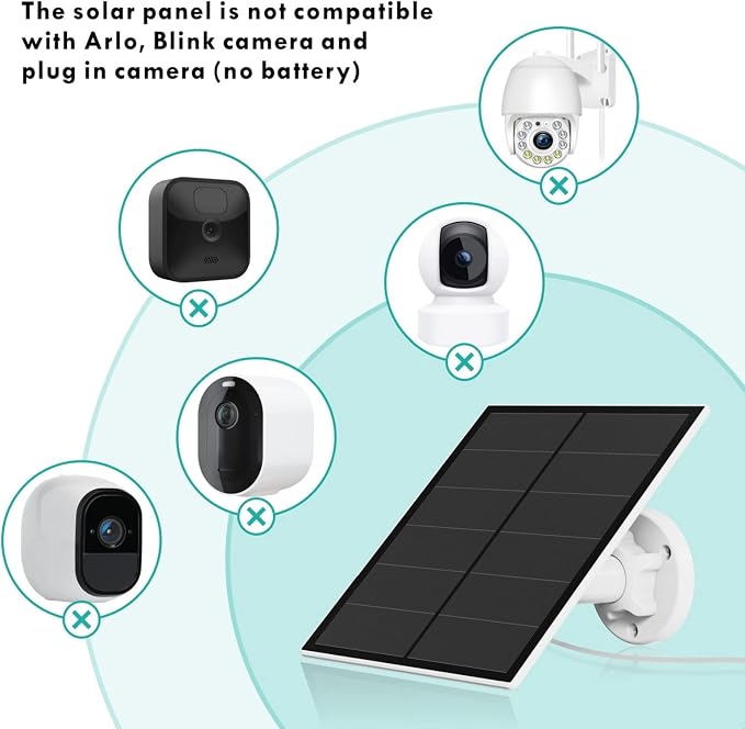 Solar Panel for Security Camera, 5W USB Solar Panel Compatible with Rechargeable Battery Camera, Solar Panel Charger for Camera with IP65 Waterproof, Adjustable Bracket, 9.8ft Cable(2 Pack) - Image 3