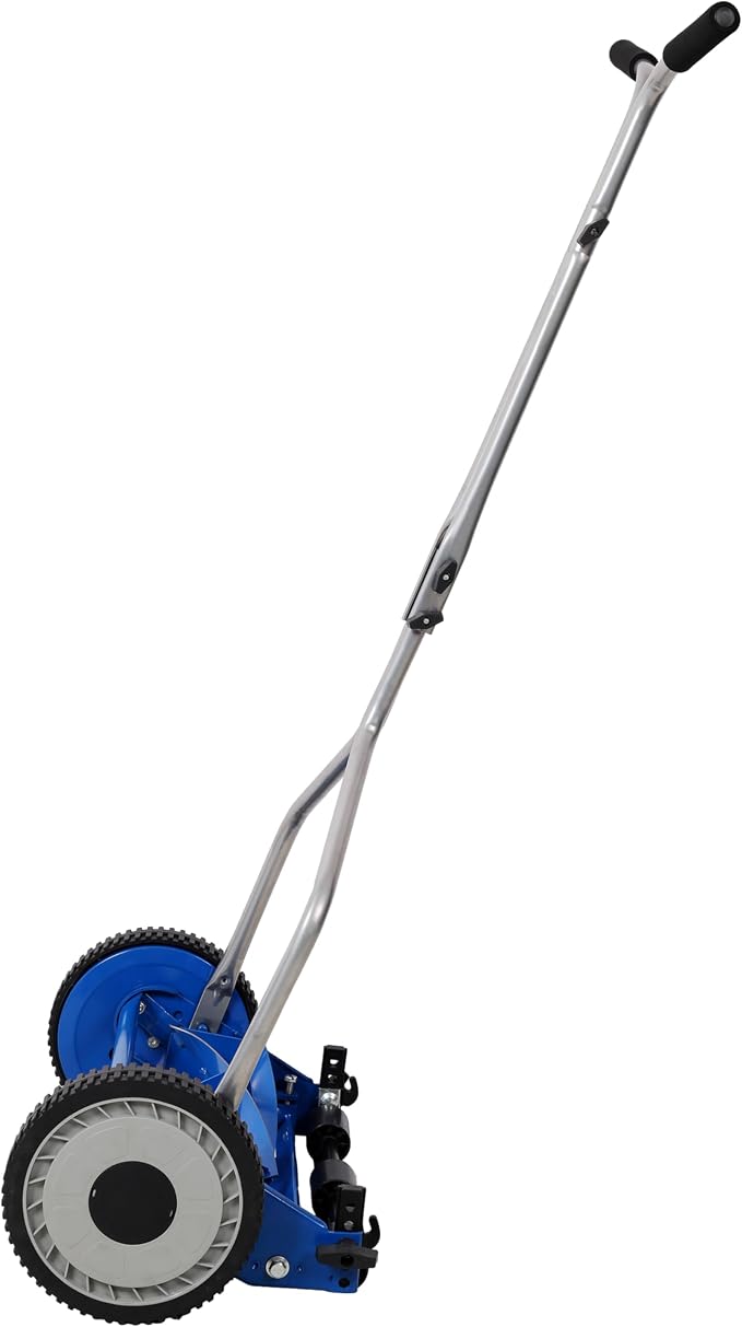 14in Push Reel Lawn Mower 5-Blade Manual Grass Cutter for Small Lawns,Lightweight & Eco-Friendly Adjustable Cutting Height 0.5"-2.25",Noise-Free & Low Maintenance,Blue Color - Image 8