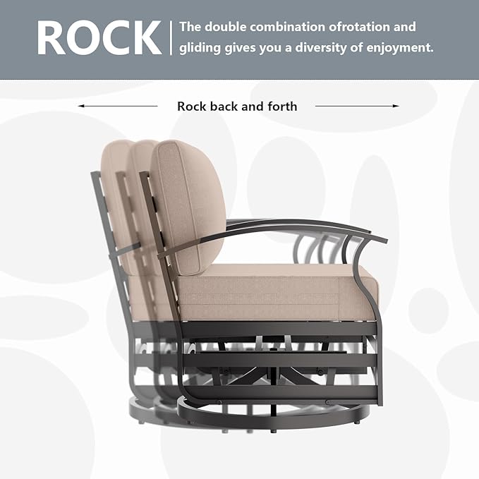 Patio Furniture Set 6-Piece Aluminum Armrest Sofa, All-Weather Patio Conversation Set with Tempered Glass Top Table & Removable Sponge Cushions for Backyard Poolside-Sand