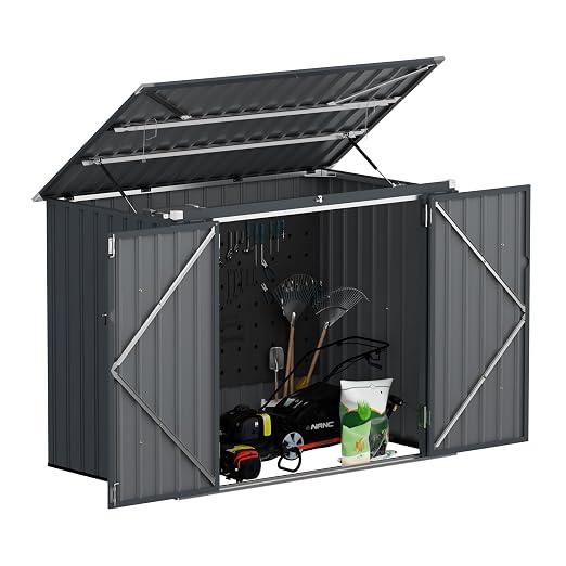 3'x6' Storage Shed, Outdoor Trash Can Storage Bike Shed, Waterproof Garbage Can Organizer with Chain Lid, Outdoor Storage Clearance for Patio, Garden, Backyard, Dark Grey - Image 8
