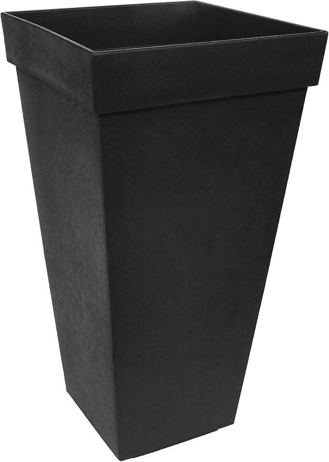 Tierra Verde Indoor & Outdoor Self-Watering Square Planter, Symphony, 15" x 28", Black - Planting Containers for Plants and Flowers - Gardening and Landscaping Accessories