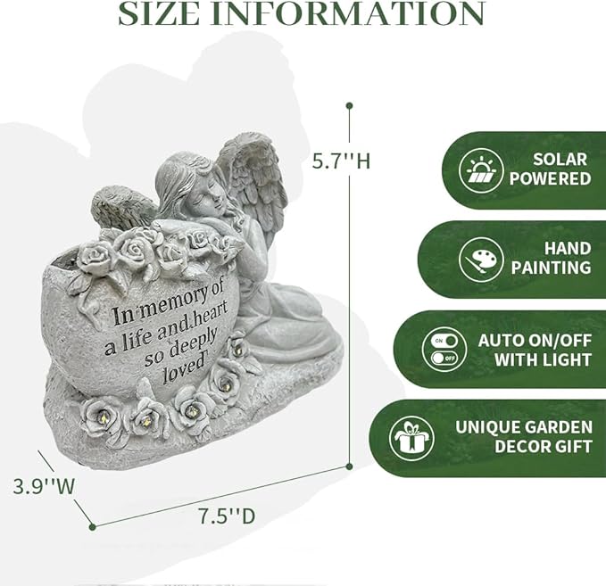 KOOY Angel Solar Garden Statues, Light Up Angels Sculptures, Outdoor Figurines Decorations for Outside Patio Yard Lawn Home Art Ornaments, Unique Birthday Gifts for Women Mom Housewarming Easter