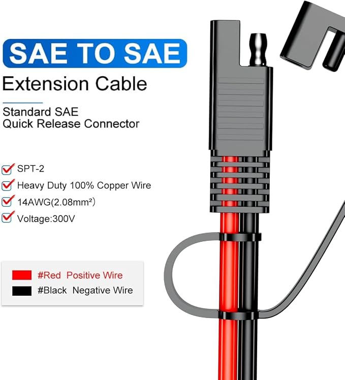 SAE Extension Cable 12AWG, SNLLMZI SAE to SAE Extension Cord DC Power Automotive Extension Cable for Solar Panels,Cars, RVs,Trucks,Boats, etc (3.3FT) - Image 4