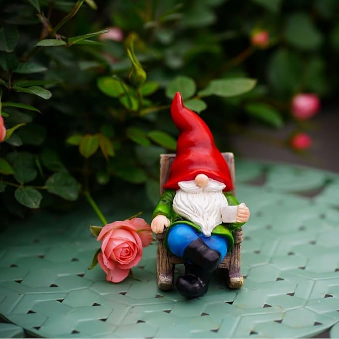 Solar Garden Gnome Statues Miniature Outdoor Christmas Decor Gnome Figurine Lights for Outdoor Home Patio Balcony Yard Lawn for Women Mom Grandma Family Friend 3.66" D x 2.52" W x 4.72" H