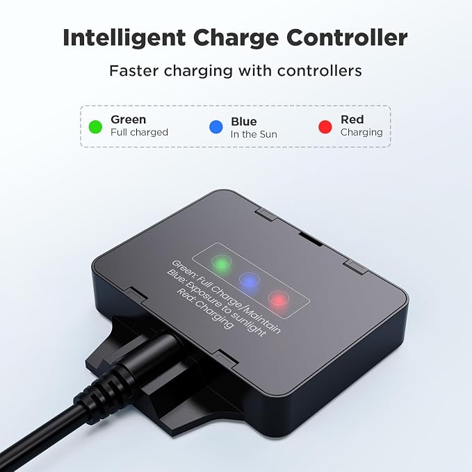 15W Solar Battery Maintainer, 2PCS 7.5W 12V Waterproof Solar Battery Charger with Smart Controller, Low-Iron Tempered Glass Solar Panel for 12V LiFePO4 Battery Dump Trailer Automotive Boat - Image 2