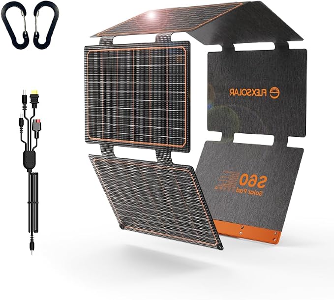 FlexSolar 60W Portable Solar Panels Chargers with PD3.0 USB-C,QC3.0 USB-A and DC Outputs Foldable IP67 Waterproof Power Emergency Camping for Small Power Station Generator,Phones, Power Banks, Tablets by FlexSolar