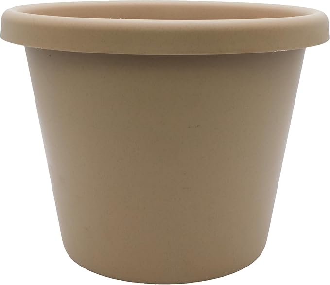 The HC Companies Classic Round Plastic Plant Pot w/Rolled Rim - Lightweight & UV Resistant Flower Pot for Herbs & More - Outdoor & Indoor Plant Pots w/Drainage (17 inch Sandstone, Pack of 1)
