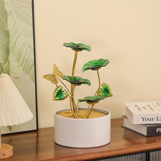 Tabletop Fountain Water Feature Indoor and Outdoor Home and Garden Decoration (Leaf Fountain 2)