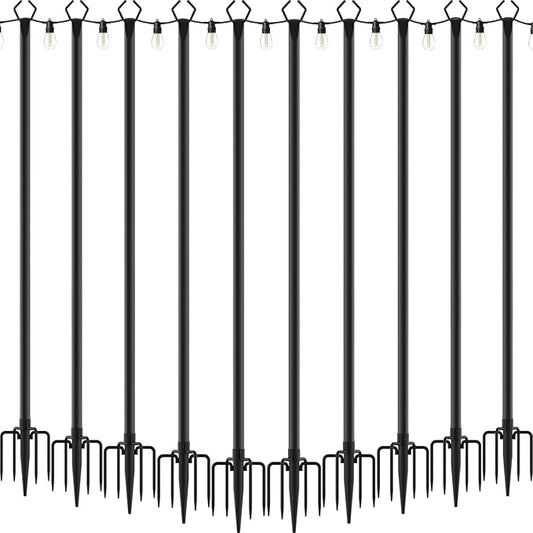 AILBTON 10 Pack 10Ft String Light Poles,Light Poles for Outside String Lights,Outdoor Light Poles with Fork,Metal Pole Stand for Patio,Backyard,Deck