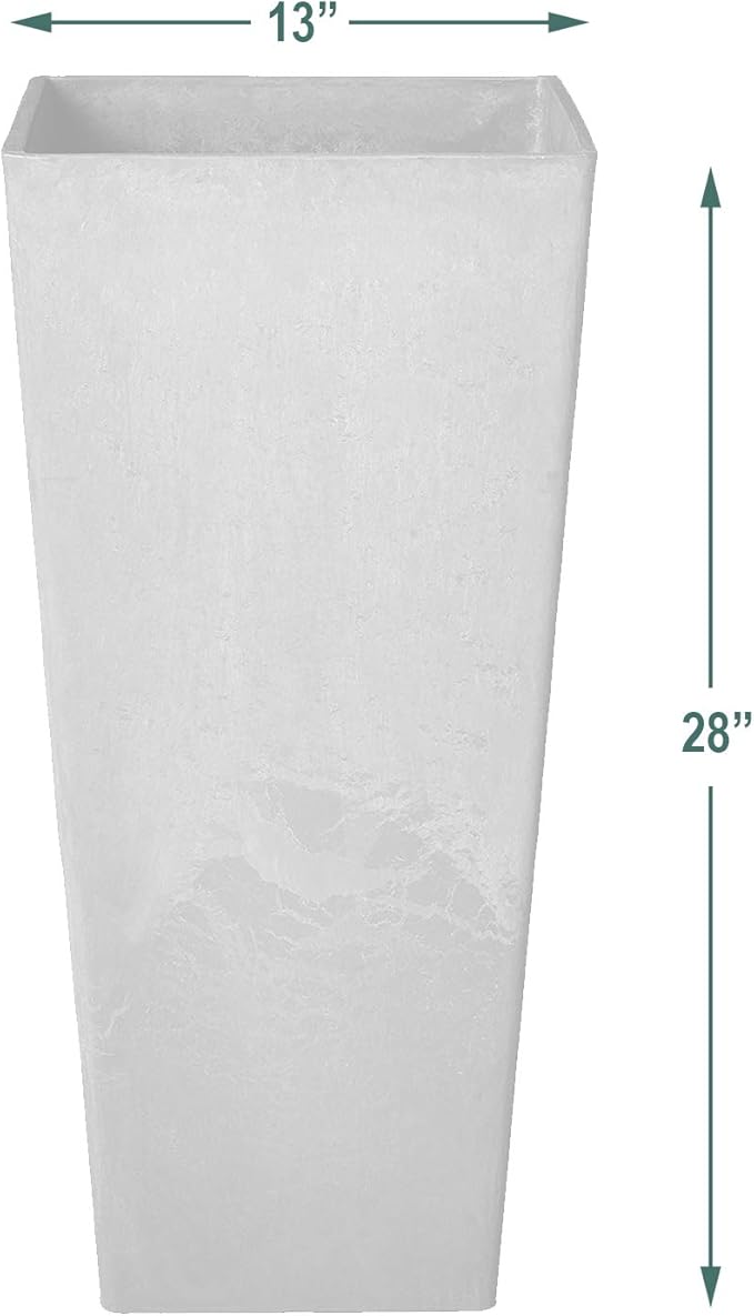 Arcadia Garden Products PSW FS32DC Contempo Tall Square Planter, 13 by 13 by 28-Inch, Dark Charcoal