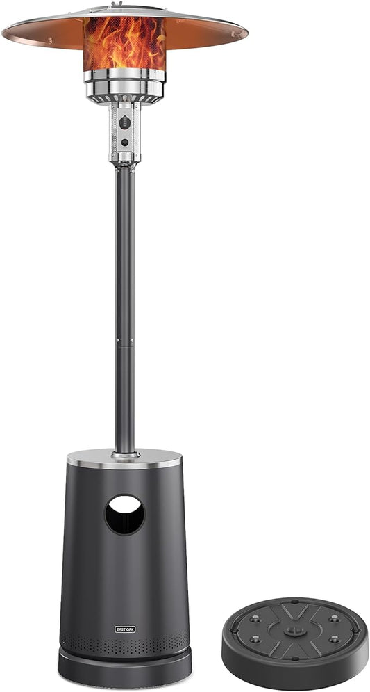 EAST OAK 50,000 BTU Patio Heater with Sand Box, Table Design, Double-Layer Stainless Steel Burner, Wheels, Triple Protection System, Outdoor Heater for Home and Residential, 2024 Upgrade, Black