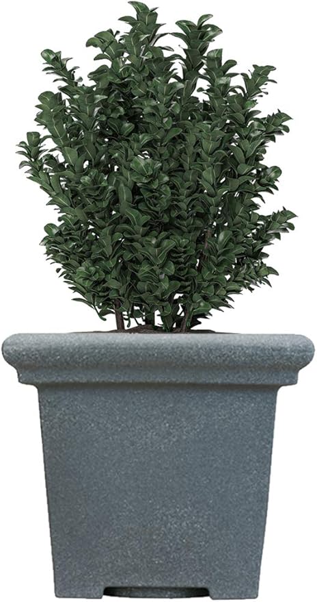 The HC Companies Terrazzo Square Plant Pot w/Drainage - Classic Planters for Outdoor Plants & Indoor Plants - Large UV-Resistant Plastic Pots for Plants (24”, Granite, Pack of 1)