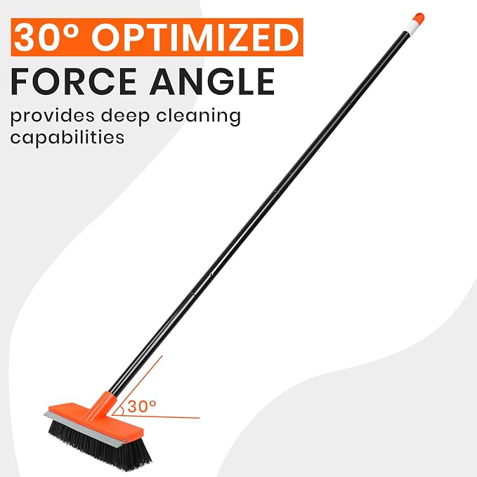 Deck Brush with Long Handle, Stiff Bristle Floor Scrub Broom, 55'' Outdoor Scrubber Remove Dirt, Leaves, Snow on Carpet, Patios, Garage, Concrete - Image 4